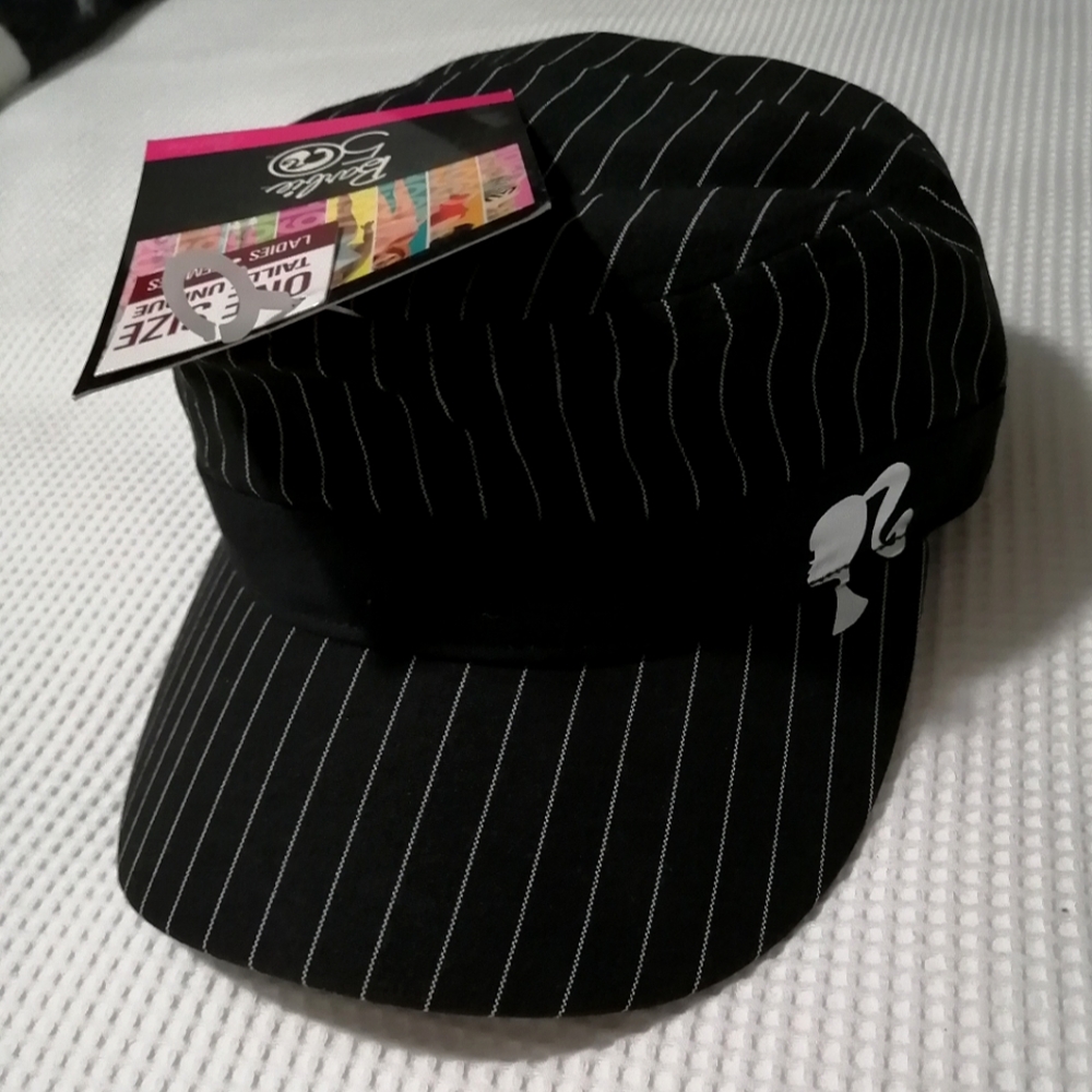Barbie 50 Black & White Pin Striped Ladies Hat Cap NWT / One Size